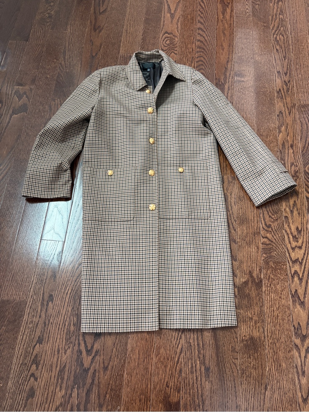 Nili Lotan Brown and Black Houndstooth Single-Breasted Trench Coat